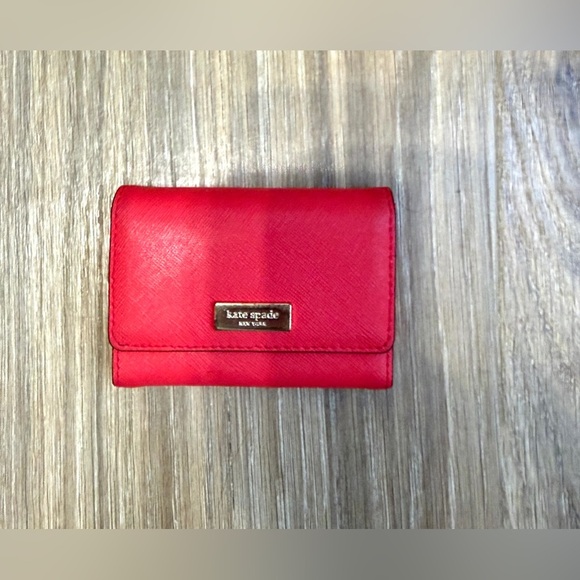 kate spade Accessories - Kate Spade New York Red Saffiano Leather Business Card Holder